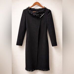 Emporio Armani Wool Cashmere Fringe Coatigan Italy Avant-Garde Designer